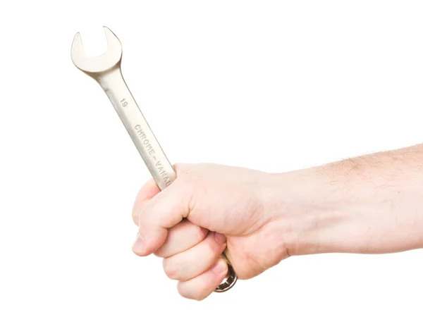 Hand with wrench — Stock Photo, Image
