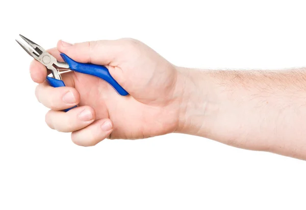 Hand met snijden tangen — Stockfoto