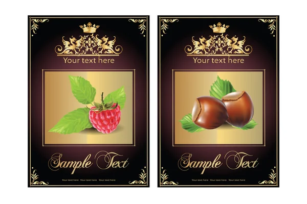 Raspberries and nuts. vector illustration of a realistic — Stock Vector