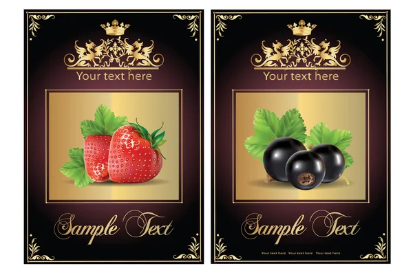 Erdbeere und schwarze Johannisbeere. Vektor-Illustration einer realistischen — Stockvektor