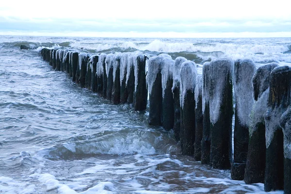 stock image Ice on the breakwater