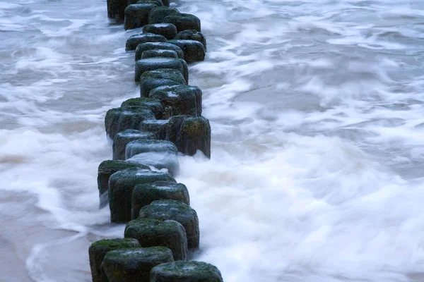 stock image Wooden breakwater