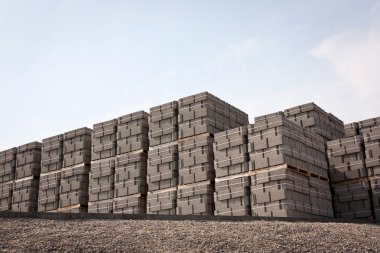 Pallets of concrete blocks clipart