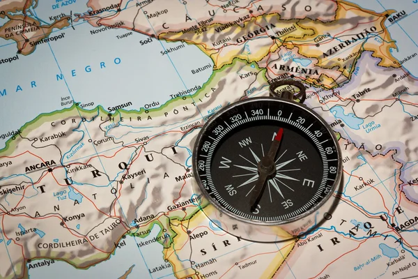 Compass on Map — Stock Photo, Image