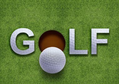 Golf word on green grass clipart