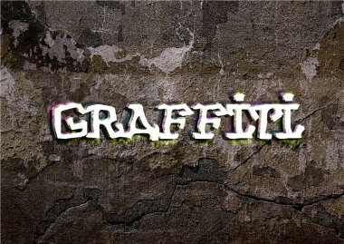 tuğla duvara grafiti kelime yazdı