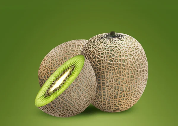 Melon och kiwi inuti — Stockfoto