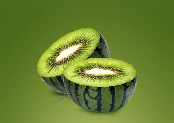 Water melon and kiwi inside — Stock Photo, Image