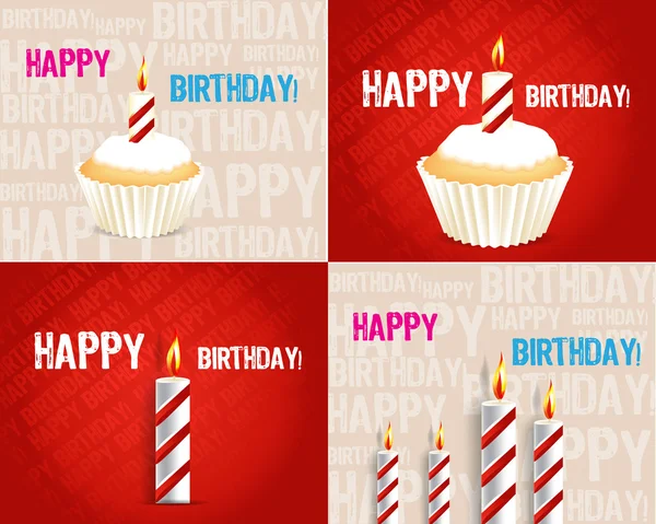 Conjunto de tarjetas de felicitación de cumpleaños —  Fotos de Stock