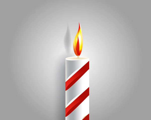 Hořící svíčka a stín na šedém pozadí — Stock fotografie