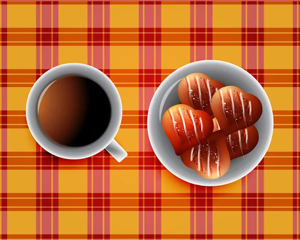 Achtergrond inclusief kopje thee en koekjes en chocoladerepen — Stockfoto