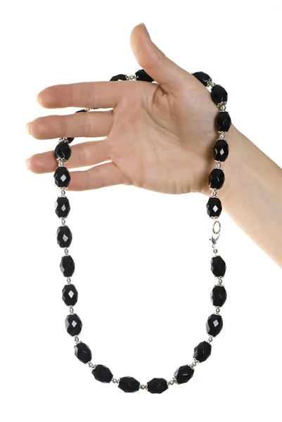 Halskette aus schwarzen Steinen — Stockfoto