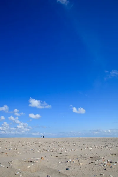 Modrá jasná obloha s pláží a moře — Stock fotografie