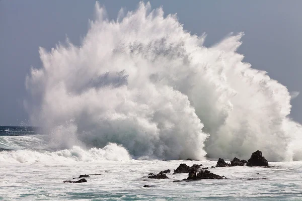High wave breaking on the rocks — Stock Photo, Image