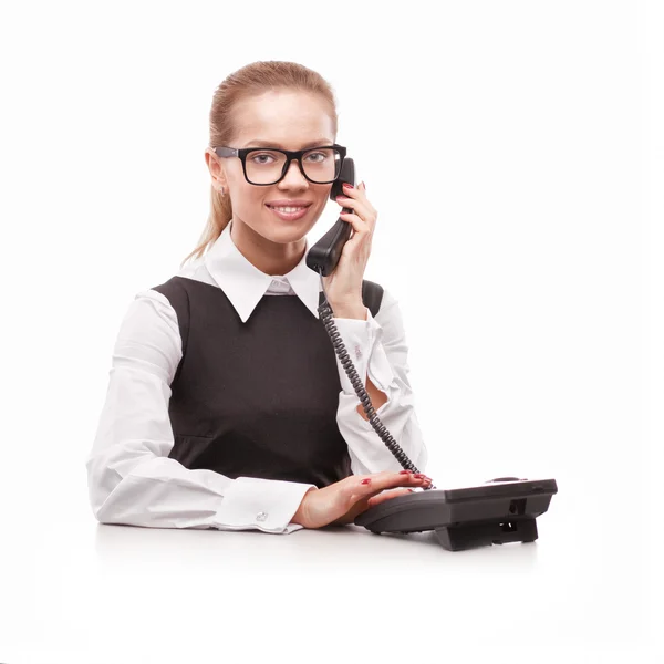 Mulher de negócios com telefone — Fotografia de Stock