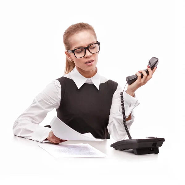 Бизнес женщина с телефоном — стоковое фото