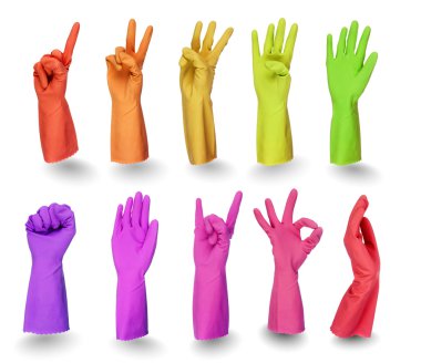 Colorful gloves signs isolated on white clipart