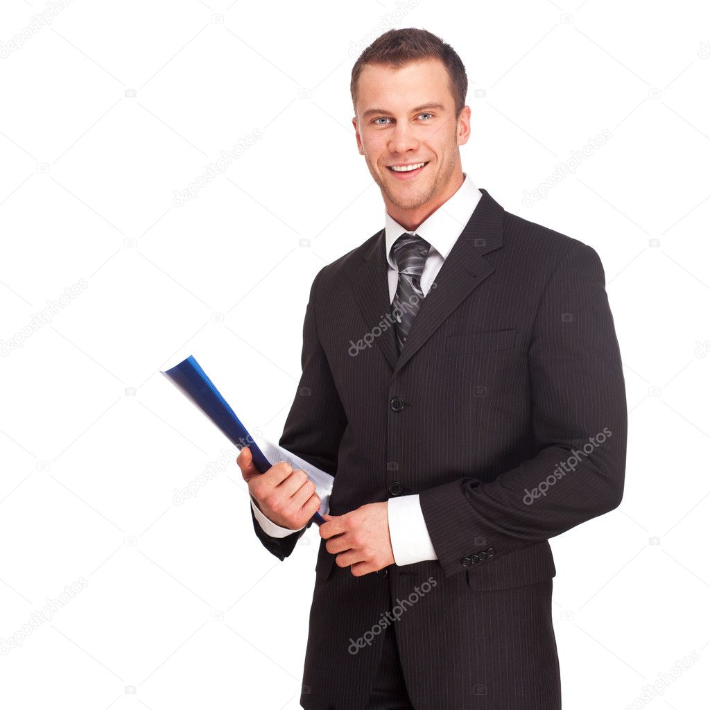 Studio shot of a business man on white background