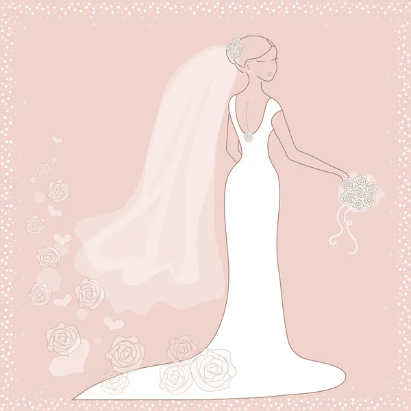 Невеста на розовом фоне — стоковый вектор