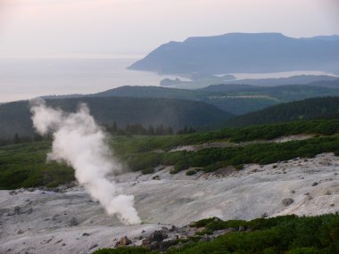 The fumarole field of Mendeleev's volcano clipart