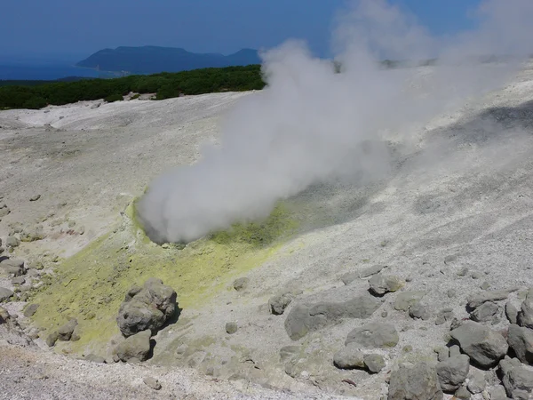 Фумарольное поле вулкана Менделеева — стоковое фото