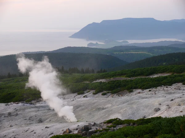 Het veld fumarole van Mendeleev de vulkaan — Stockfoto