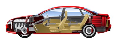 Cut-away car. clipart