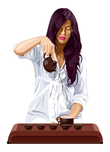Cérémonie du thé Gongfu — Image vectorielle