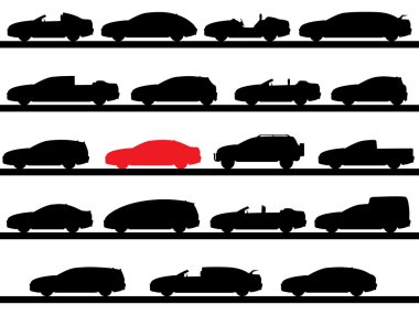 Silhouettes of cars clipart