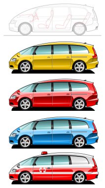 Minivan, ambulance car clipart