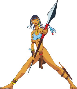 Amazon with a spear clipart