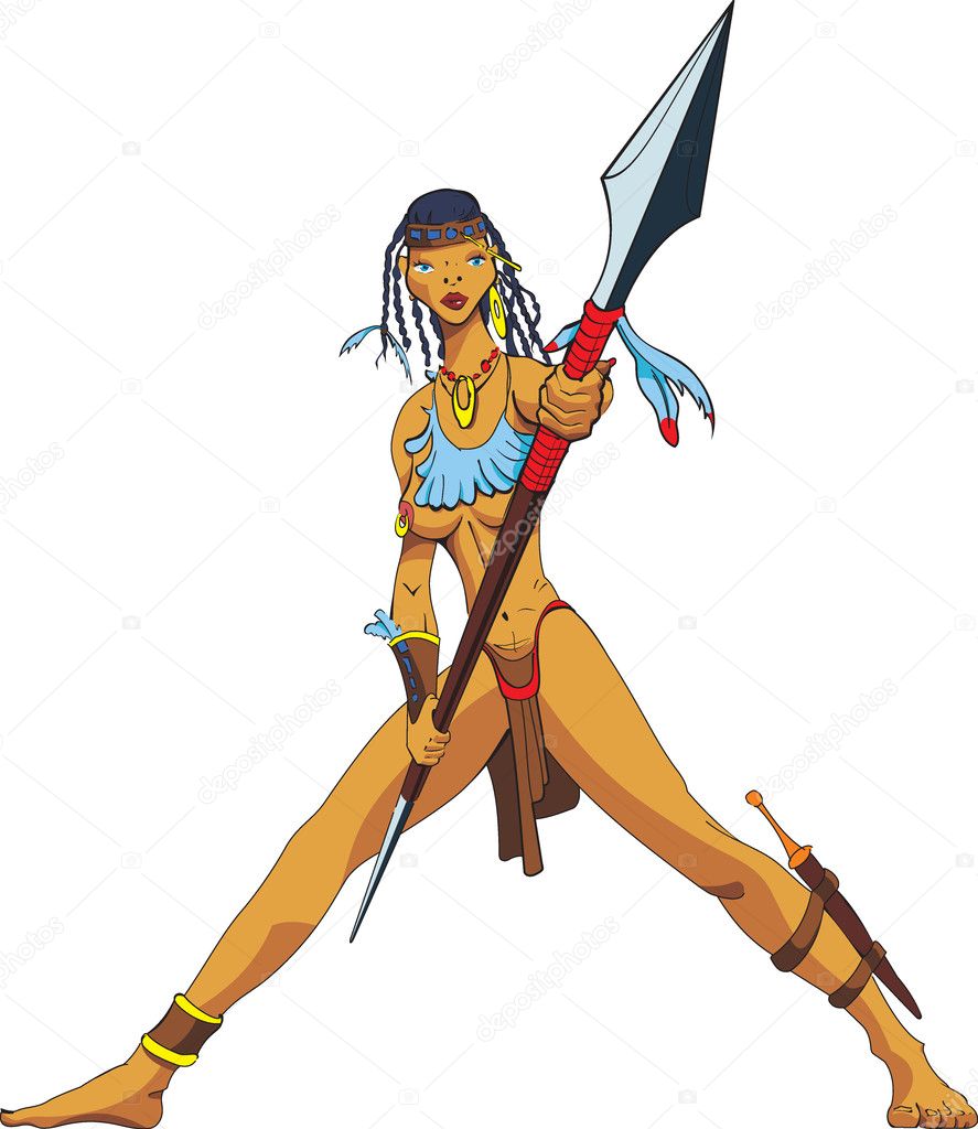 Amazon with a spear