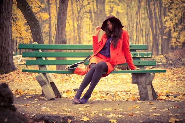 stock image Girl sitting on bench