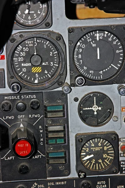 Μέρος του πίνακα ελέγχου για μαχητικά αεροσκάφη Εικόνα Αρχείου