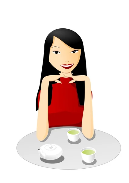 stock vector Tea with asian girl