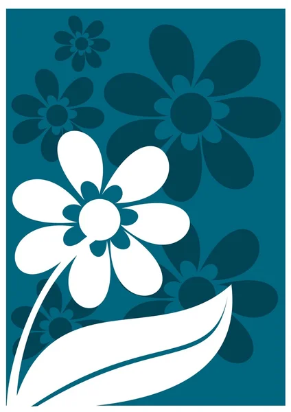 Ornamento floral em azul e branco — Vetor de Stock