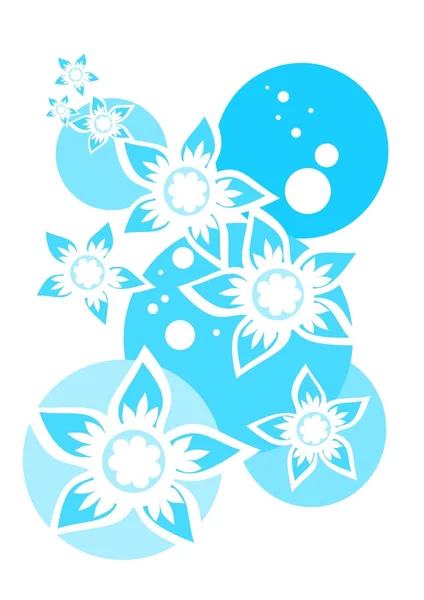 Blauwe en witte bloemen samenstelling — Stockvector