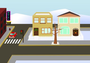 Christams town view clipart