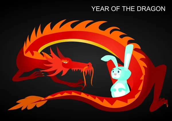 Dragon et lapin — Image vectorielle