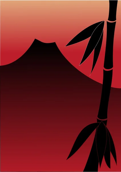 Bambu och röd solnedgång — Stock vektor