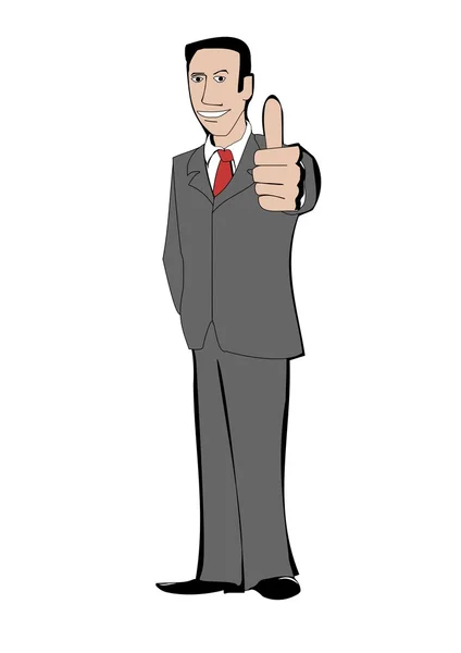 Homme d'affaires en costume montre pouce vers le haut — Image vectorielle
