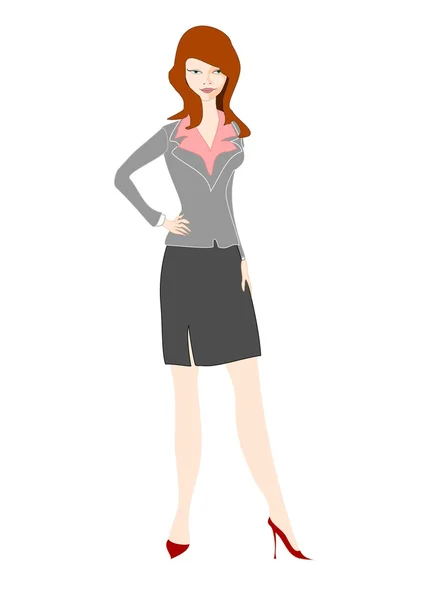 Young businesswoman stands with hands on her hips — Stock Vector
