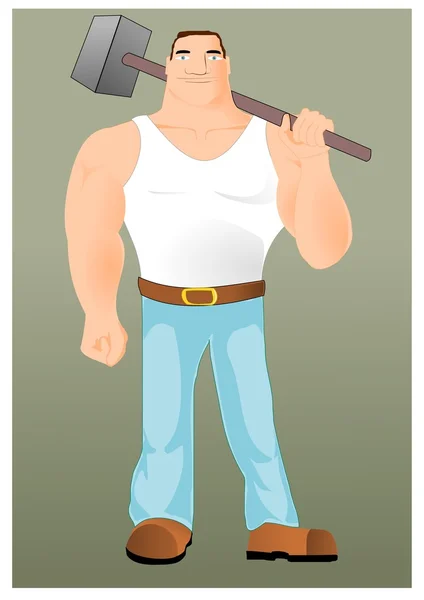 Big workman with hammer — Wektor stockowy