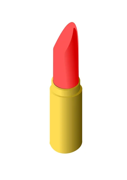 Rouge à lèvres rouge dans un boîtier doré — Image vectorielle