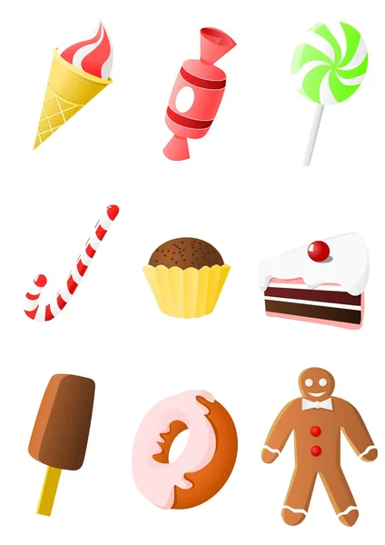 Coleção de ícones de doces — Vetor de Stock
