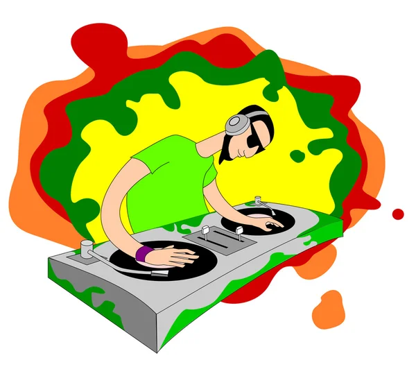 Cartoon acid DJ on set — Stock Vector