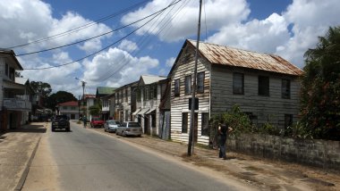 Street in center of Paramaribo in Surinam clipart
