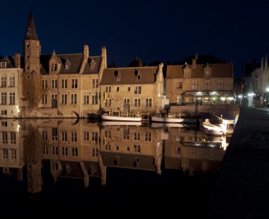 Bruges Waterfront At Night clipart