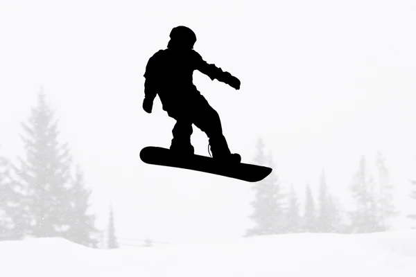 Silueta snowboarder — Foto de Stock
