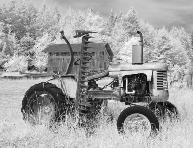 Farm Tractor In Infrared clipart